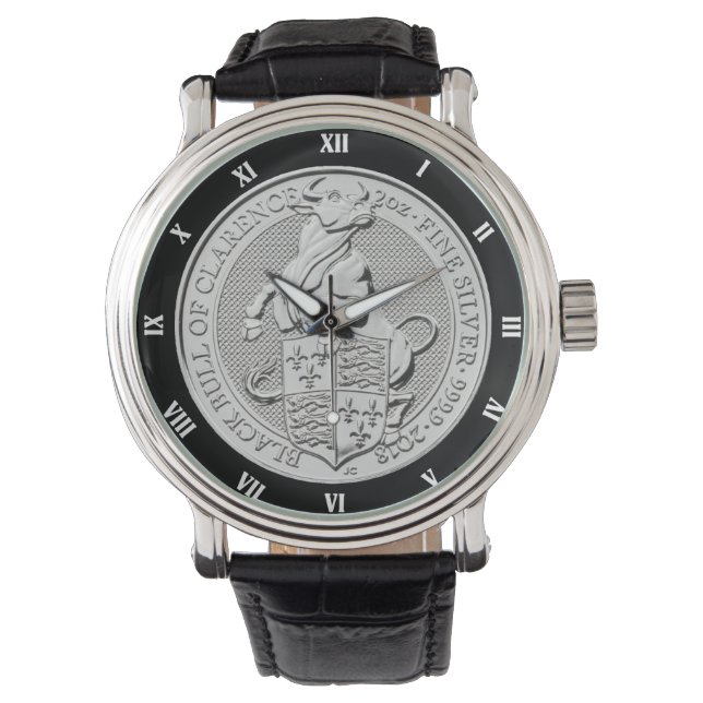 ZWARTE BULL KLARENCE-COIN HORLOGE (Voorkant)