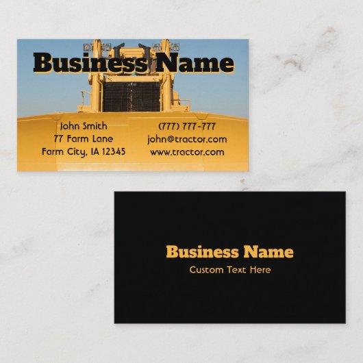 Zwarte Bulldozer Visitekaartje (Voorkant / Achterkant)