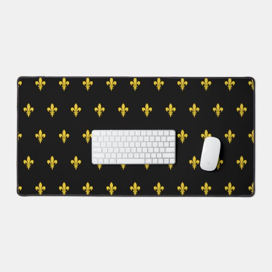 Zwarte Bureaumat met gouden Fleur de Lis (Keyboard & Muis)