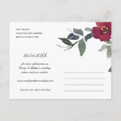 ZWARTE BURGUNDY ROOS FLORAL BEWAREN DE DATUM AANKONDIGINGSKAART (Achterkant)