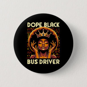 Zwarte Buschauffeur Afro-Amerikaans Afro Melani Dr Ronde Button 5,7 Cm