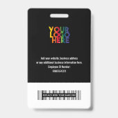 Zwarte Business Logo Custom Employee Barcode Name Badge (Achterkant)