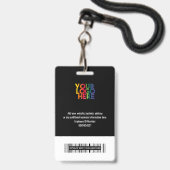 Zwarte Business Logo Custom Employee Barcode Name Badge (Achterkant met koord)