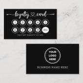 Zwarte Business Logo Store Salon Coffee Winkel Klantenkaartje (Voorkant / Achterkant)