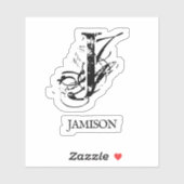 Zwarte Business Monogram logo Naam Water Flacon Sticker (Vel)