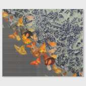 ZWARTE BUTTERFLIES EN LACE Wrapping Paper Cadeaupapier (Vlak)