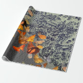 ZWARTE BUTTERFLIES EN LACE Wrapping Paper Cadeaupapier (Uitgerold)