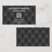 Zwarte Button gestoffeerde achtergrond | QR-label Visitekaartje (Voorkant / Achterkant)