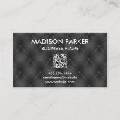 Zwarte Button gestoffeerde achtergrond | QR-label Visitekaartje (Voorkant)