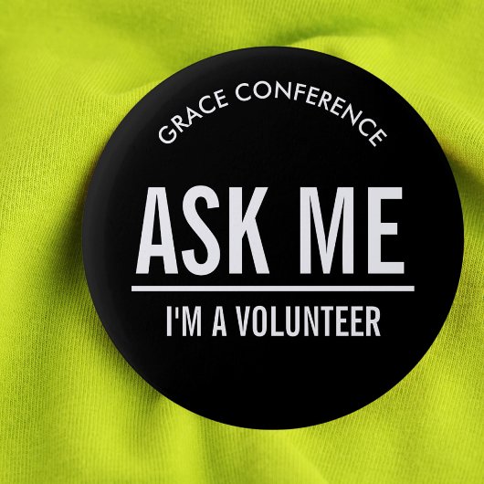 Zwarte Buttonnen voor vrijwilligers Ronde Button 5,7 Cm