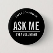 Zwarte Buttonnen voor vrijwilligers Ronde Button 5,7 Cm (Voorkant)