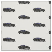 Zwarte C7 Corvette Hand getrokken Sketch stof (Swatch)