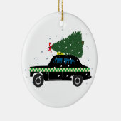 Zwarte Cab Taxi-kerstboom Tekening sneeuw Keramisch Ornament (Rechts)