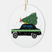 Zwarte Cab Taxi-kerstboom Tekening sneeuw Keramisch Ornament (Links)