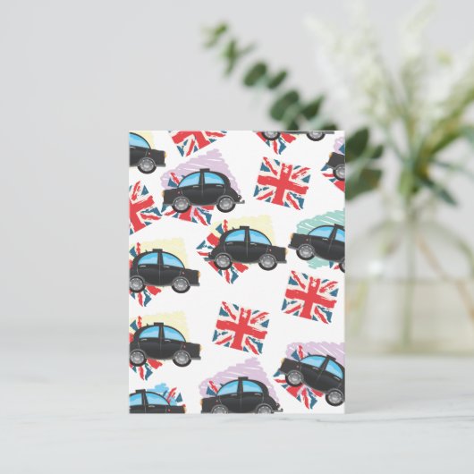 zwarte cabine briefkaart (Staand voorkant)