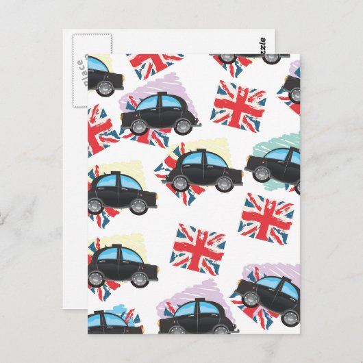 zwarte cabine briefkaart (Voorkant / Achterkant)