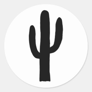 Zwarte cactus. Moderne cactussen. Eenvoudige botan Ronde Sticker