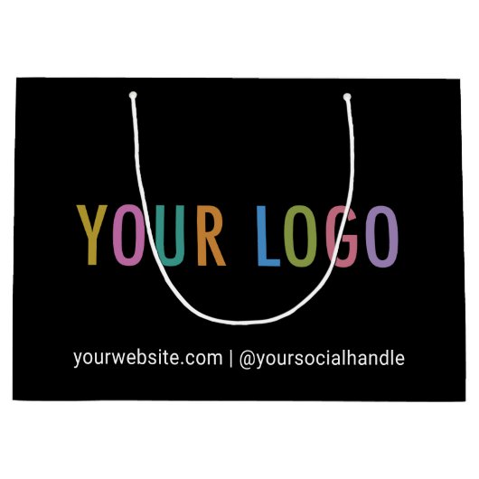 Zwarte cadeautas met bedrijfslogo 32x23 cm (Voorkant)