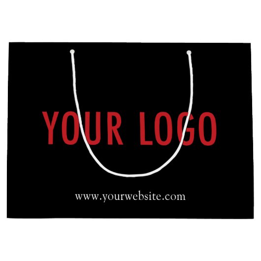 Zwarte cadeautas met bedrijfslogo 32x23 cm (Voorkant)