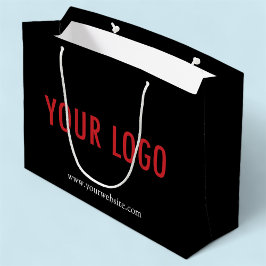 Zwarte cadeautas met bedrijfslogo op maat 32x23 cm