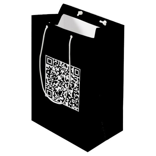 Zwarte cadeautas met gebrandmerkte QR-code (Voorkant Gekanteld)
