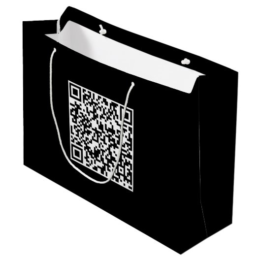 Zwarte cadeautas met gebrandmerkte QR-code op maat (Voorkant Gekanteld)