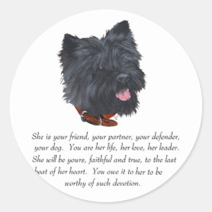 Zwarte Cairn Terrier Aandenken - Vrouwelijk Ronde Sticker
