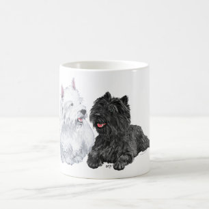 Zwarte Caïro en West Highland Terriers Koffiemok
