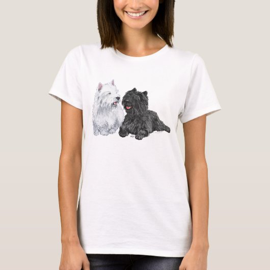 Zwarte Caïro en West Highland Terriers T-shirt (Voorkant)