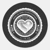 Zwarte Californische Pas Ronde Sticker (Voorkant)