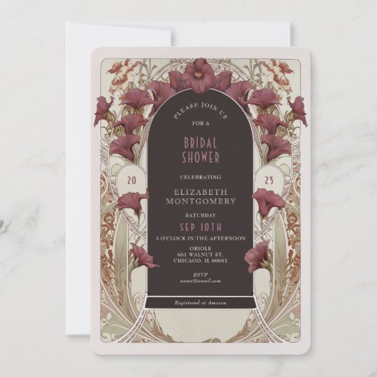 Zwarte Calla Lelie Bruidsontbijt Art Nouveau Deco Kaart (Voorkant)