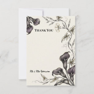 Zwarte Calla Lelie Trouw Trouwkaart Bedankt