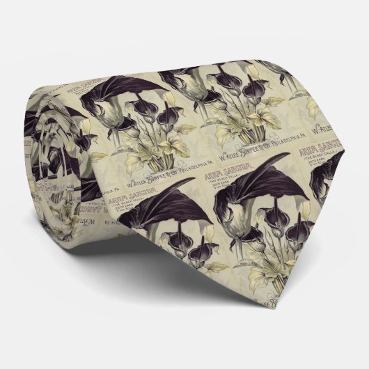  zwarte Calla Lilies Stropdas (Opgerold)