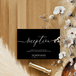 Zwarte Calligrafie bruiloft receptie Kaart