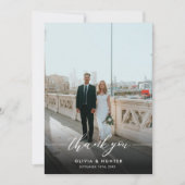 Zwarte Calligrafie-foto van Elegant minimalist Bedankkaart (Voorkant)