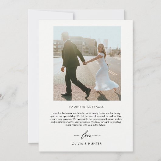 Zwarte Calligrafie-foto van Elegant minimalist Bedankkaart (Achterkant)