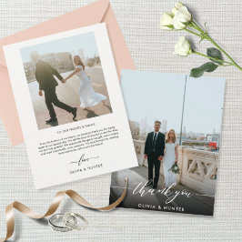 Zwarte Calligrafie-foto van Elegant minimalist Bedankkaart