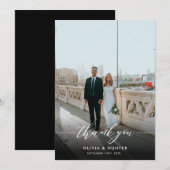 Zwarte Calligrafie-foto van Elegant minimalist Bedankkaart (Voorkant / Achterkant)