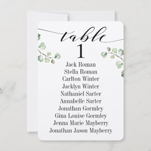 Zwarte Calligrafie Groene zitplaatskaart kaart 10 (Achterkant)