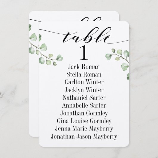 Zwarte Calligrafie Groene zitplaatskaart kaart 10 (Voorkant / Achterkant)