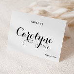 Zwarte Calligrafie Huwelijksdiner Keuze Placecard Kaart<br><div class="desc">Maak uw huwelijksreceptie nog mooier met onze prachtige, aanpasbare huwelijkskaartjes, speciaal ontworpen om uw bijzondere dag een persoonlijk tintje te geven. Ze hebben een moderne zwarte calligrafie en een hartaccent. Voeg de namen van uw gasten toe, hun menu-keuze, de huwelijksdatum of een speciale boodschap. Verander uw receptietafels in een verbluffende...</div>