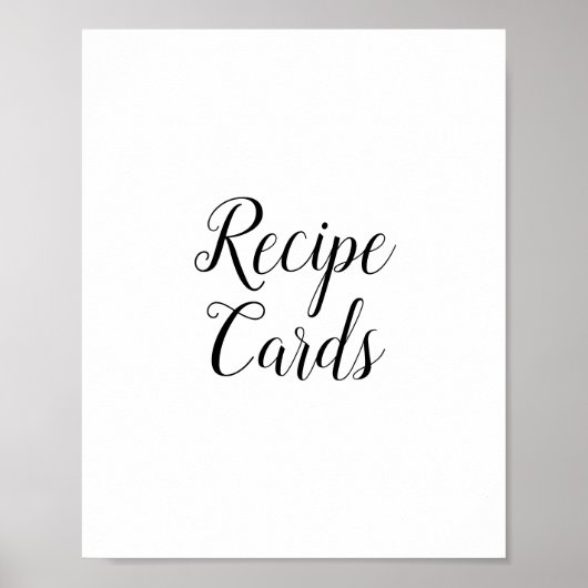 Zwarte Calligrafie Receptkaarten Bord Poster (Voorkant)