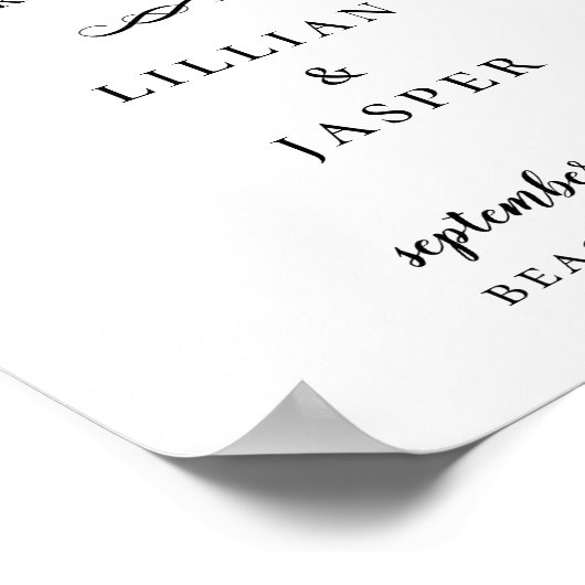 Zwarte Calligrafie-script Welkomstteken bruiloft Poster (Hoek)