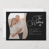 Zwarte Calligrafieminimaliserende bruiloft Kaart (Voorkant)