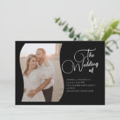 Zwarte Calligrafieminimaliserende bruiloft Kaart (Staand voorkant)