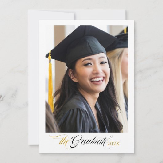 Zwarte Calligraphy Aangepaste Foto Kaart (Achterkant)