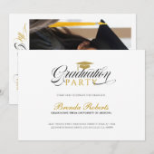 Zwarte Calligraphy Aangepaste Foto Kaart (Voorkant / Achterkant)