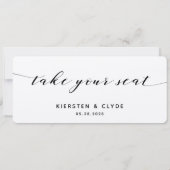 Zwarte Calligraphy Bruiloft Neem Uw Plaats Naamkaa Kaart (Achterkant)