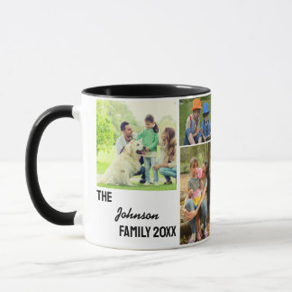 Zwarte Calligraphy Familie Foto Collage Mok