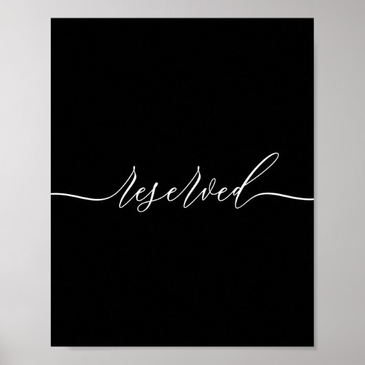 Zwarte Calligraphy Gereserveerd Poster (Voorkant)
